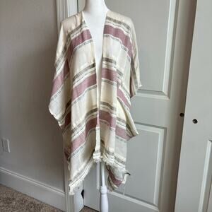 NWT Lucky Brand Striped Cotton Kimono Wrap Boho Western